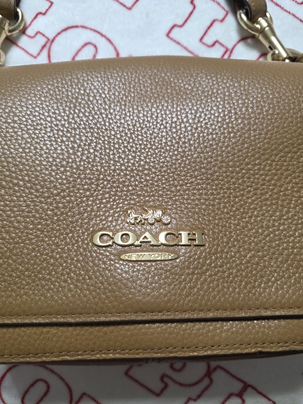 Coach Pebbled Leather Crossbody Bag in Tan - Picture 3 of 12